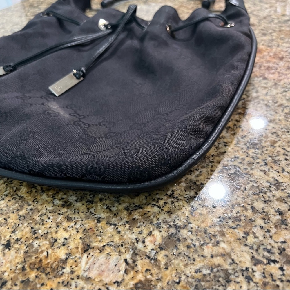 Vintage Gucci | Bamboo GG Black Monogram Shoulder Bag - Picture 13 of 16